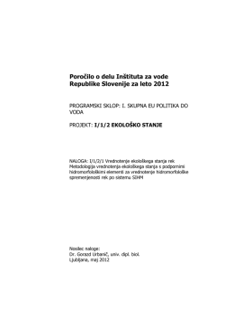 Poročilo IzVRS_Ekološko stanje_reke_sistem SIHM_2012_Urbanič