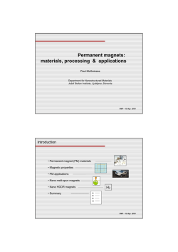 Permanent magnets: materials, processing & applications - IJS-F5