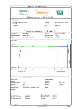 Protokol preizkusa tlaka Cev - Zrak/EN 1610