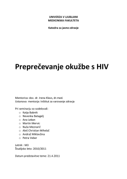 Preprečevanje okužbe s HIV - Medicinska fakulteta