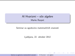 Al Hvarizmi – oce algebre - Marko Razpet