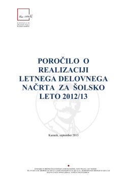 poročilo o realizaciji letnega delovnega načrta za šolsko leto 2012/13