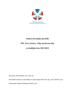 Samoevalvacijsko poročilo TŠC NG, Višje strokovne šole 2011/12