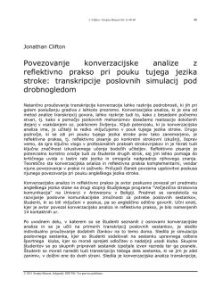 Povezovanje konverzacijske analize z reflektivno prakso