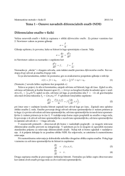 Tema 1 – Osnove navadnih diferencialnih enacb (NDE