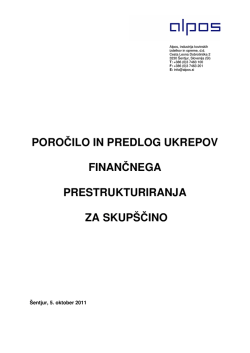Poročilo in predlog ukrepov finančnega prestrukturiranja