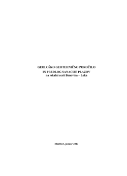Geološko geotehnično poročilo in predlog sanacije plazu Banovina