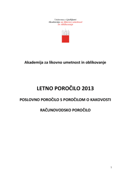 Letno poročilo ALUO 2013 - Akademija za likovno umetnost in