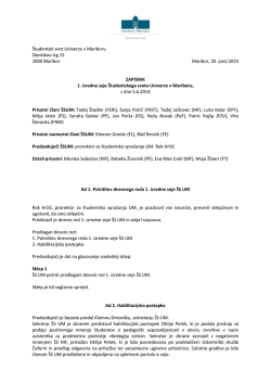 Zapisnik 1. izredne seje ŠS UM z dne 5.6.2014