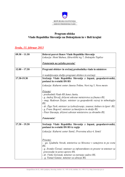 Program obiska Vlade Republike Slovenije na Dolenjskem in v Beli