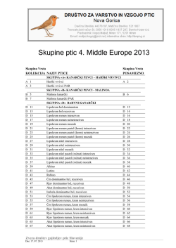 Skupine ptic 4. Middle Europe 2013
