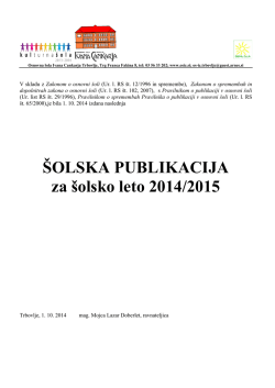 letni delovni načrt 2014/15 - OŠ Ivana Cankarja Trbovlje