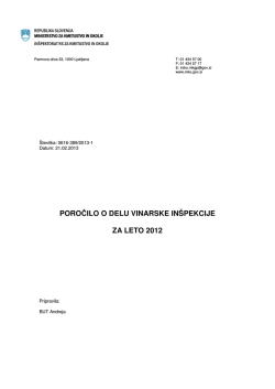 poročilo o delu vinarske inšpekcije za leto 2012