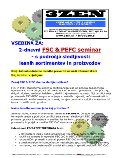 VSEBINA ZA: 2-dnevni FSC & PEFC seminar