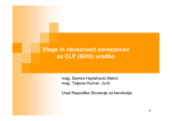 Vloge in obveznosti zavezancev za CLP (GHS) uredbo