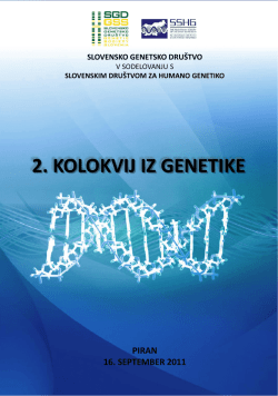 2. KOLOKVIJ IZ GENETIKE - Slovensko genetsko društvo
