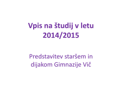 Vpis na študij v letu 2014/2015