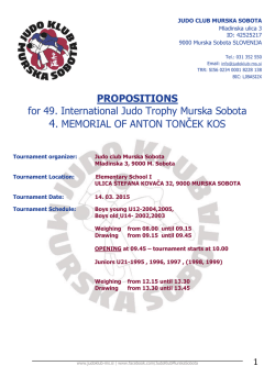 PROPOSITIONS for 49. International Judo Trophy Murska Sobota 4