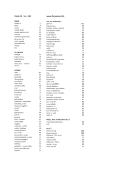 Tabela vrednosti glikemični indeks.