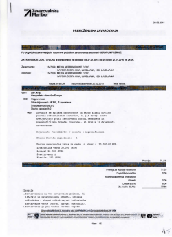 PREMOZENJSKA ZAVAROVANJA Sifra dejavnosti: 68.310, 2