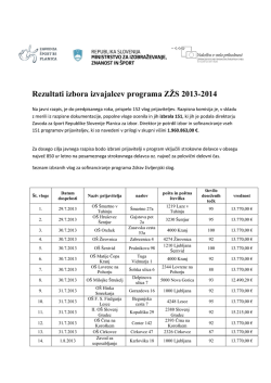 Seznam prejemnikov sredstev oz. izvajalci programa ZŽS 2013-2014