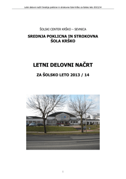 Letni delovni načrt 2013-14 - Šolski center Krško