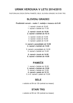 URNIK VEROUKA V LETU 2014/2015