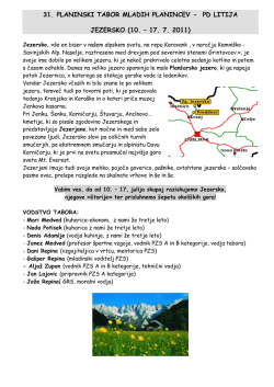 31. planinski tabor mladih planincev - pd litija jezersko (10. – 17. 7