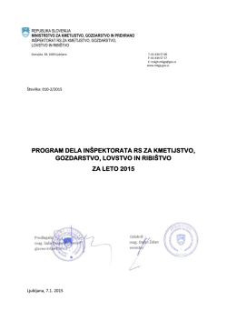 Program dela za leto 2015 - Inšpektorat Republike Slovenije za