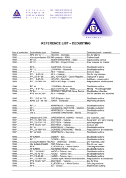 REFERENCE LIST – DEDUSTING