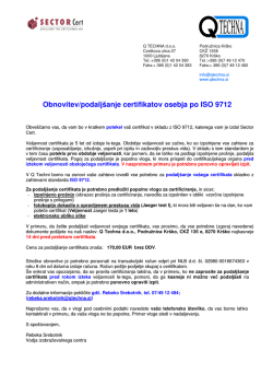 Obnovitev/podaljšanje certifikatov osebja po ISO 9712