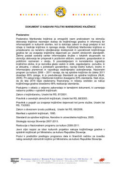Dokument o nabavni politiki Mariborske knjižnice