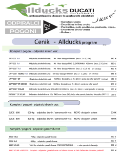 Cenik - Allducksprogram - Pogoni odpiralci za dvoriščna vrata