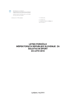 Letno poročilo 2010 - Inšpektorat Republike Slovenije za šolstvo in