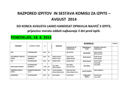 razpored izpitov in sestava komisij za izpite – avgust 2014
