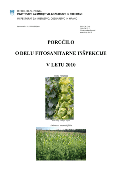Poročilo o delu fitosanitarne inšpekcije za leto 2010