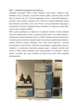 HPLC – Tekočinska kromatografija visoke ločljivosti Tekočinski