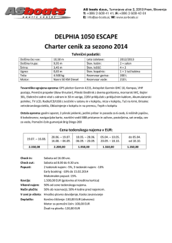 Cenik Charter Delphia 1050 Escape 2014