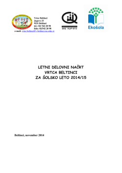 Letni delovni načrt Vrtca Beltinci 2014/15