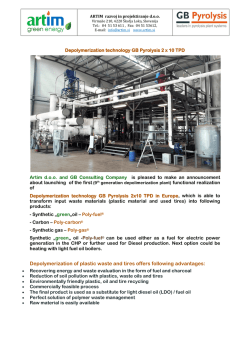 PDF plant in Slovakia - 20 ton/day plastic depolymerisation