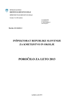 Letno poročilo IRSKO 2013 - Inšpektorat Republike Slovenije za