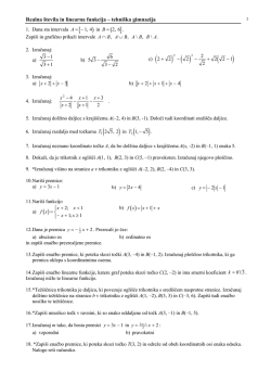 Realna števila in linearna funkcija – tehniška gimnazija