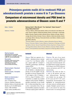 Primerjava gostote malih žil in vrednosti PSA pri adenokarcinomih