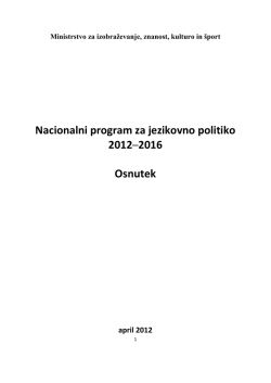 Nacionalni program za jezikovno politiko 20122016 Osnutek