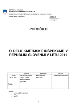 Poročilo o delu kmetijske inšpekcije za leto 2011