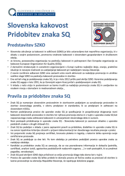 Slovenska kakovost Pridobitev znaka SQ