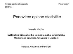 Ponovitev opisne statistike - Inštitut za biostatistiko in medicinsko