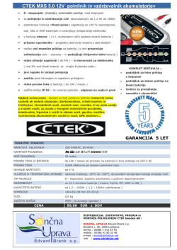 CTEK MXS 5.0 12V polnilnik in vzdrževalnik akumulatorjev
