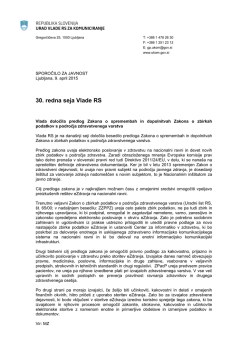 30. redna seja Vlade RS - Vlada Republike Slovenije
