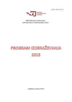Program izobraževanja 2015 - Narodna in univerzitetna knjižnica